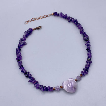 Amethyst gemstone Heart Necklace