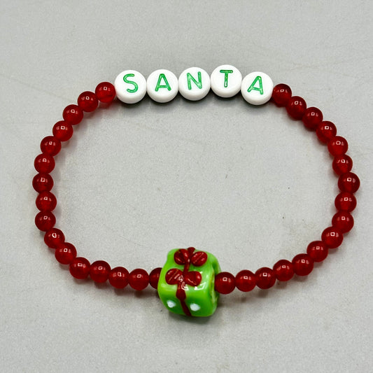 Christmas Santa Beaded Stretch Bracelet