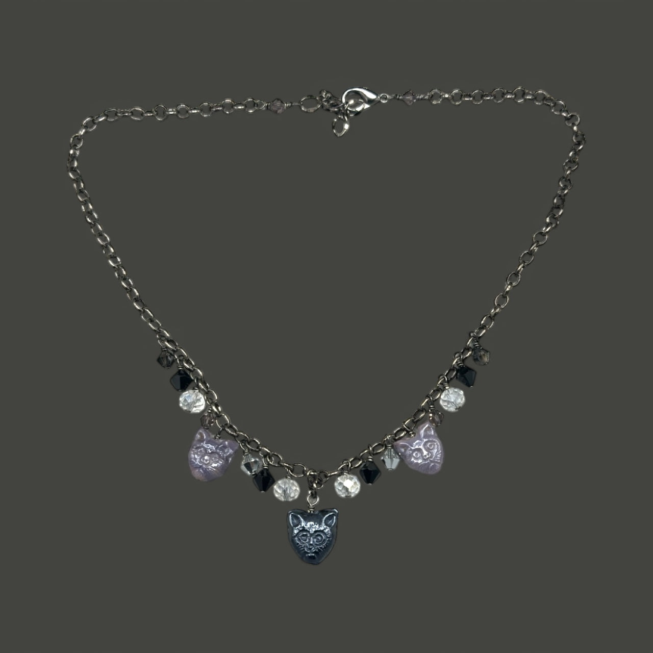 Glass beaded Kitty Cat Necklace