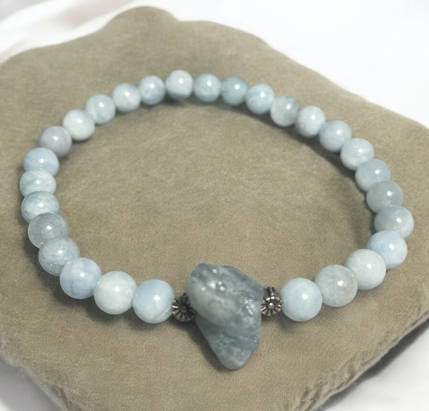 Aquamarine and Flower Bracelet