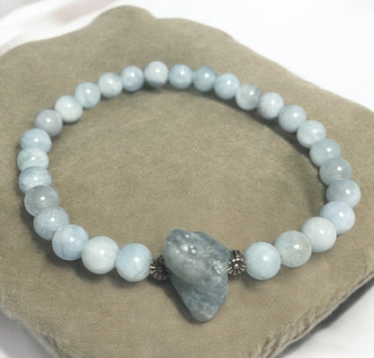 Aquamarine and Flower Bracelet