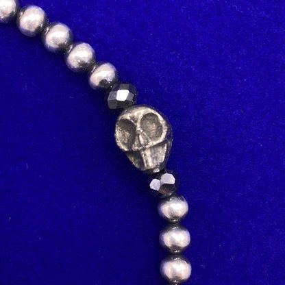 Pyrite Skull and Black Diamond gemstone Bracelet