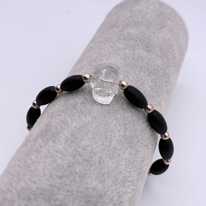 Quartz Skull and Onyx Bracelet