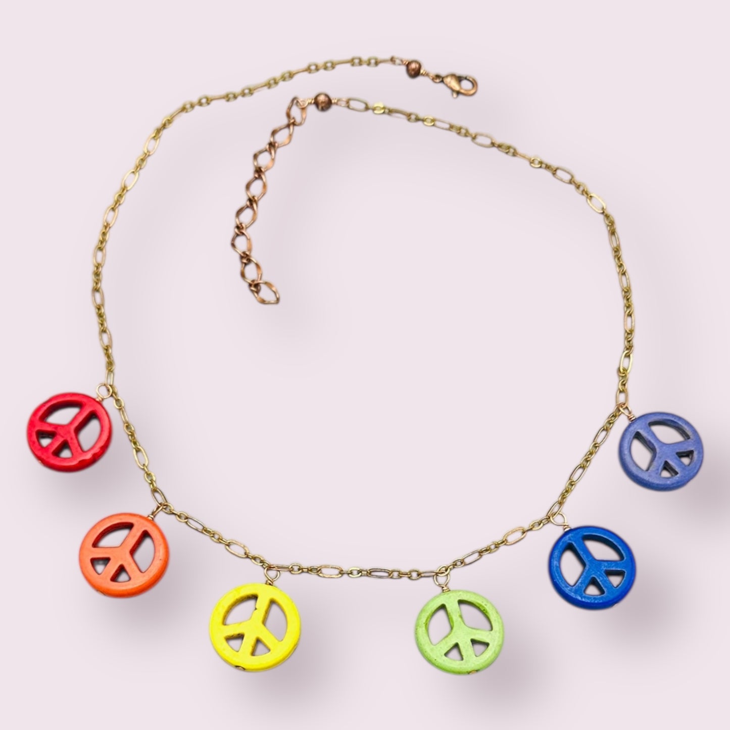 Howlite Peace Sign Pride Necklace