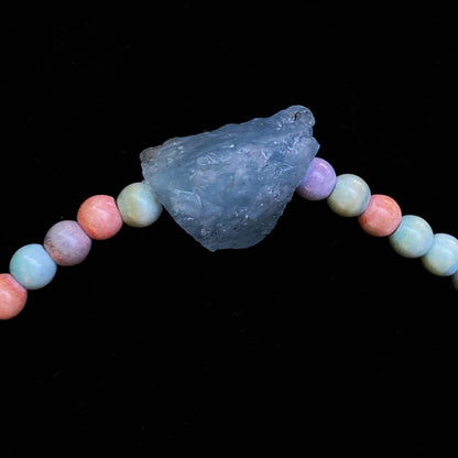 Alashan Agate and Aquamarine gemstone Bracelet