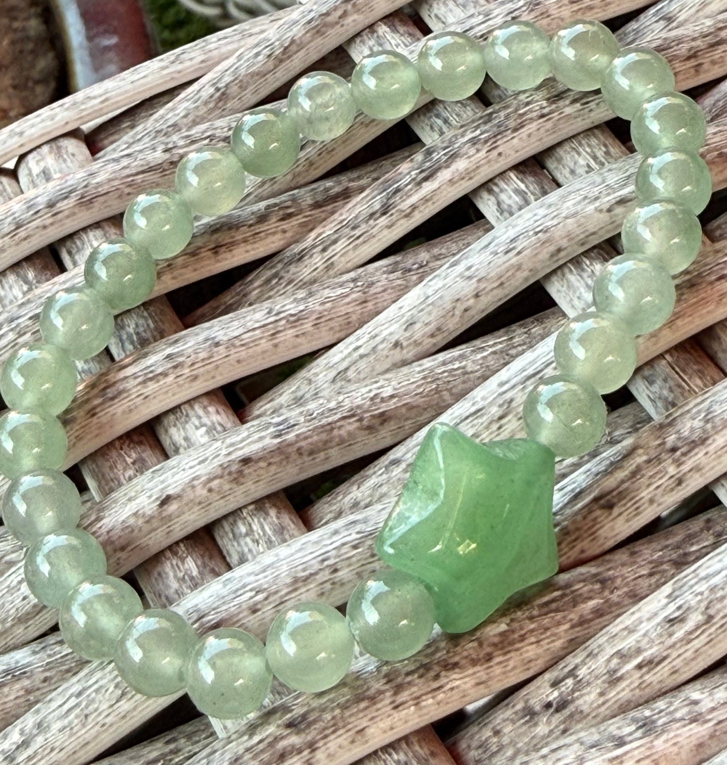 Green Aventurine Moon Star Beaded Bracelet