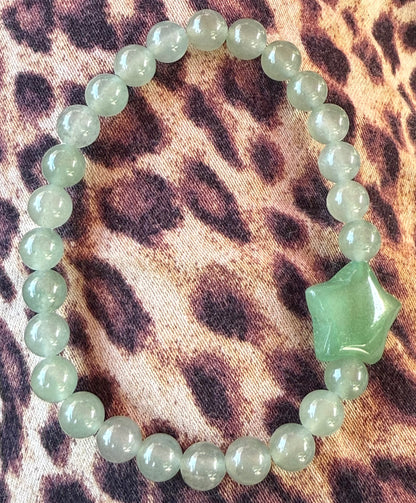 Green Aventurine Moon Star Beaded Bracelet