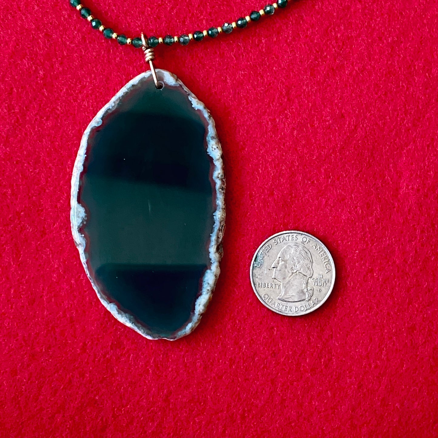 Green Agate gemstone Slice necklace