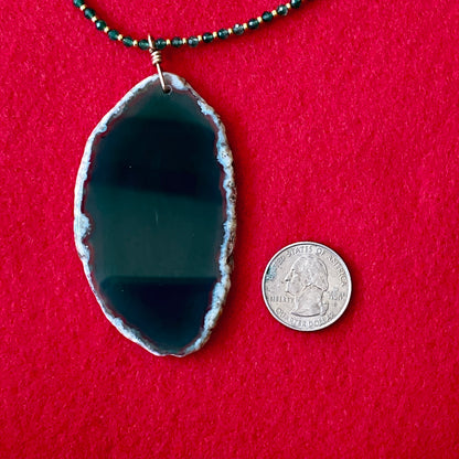 Green Agate gemstone Slice necklace