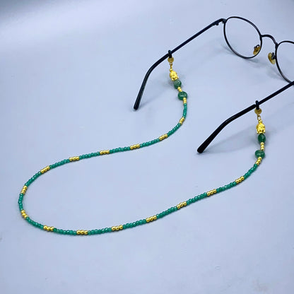 Green Aventurine Gemstone with Golden Buddha Eyewear Keeper