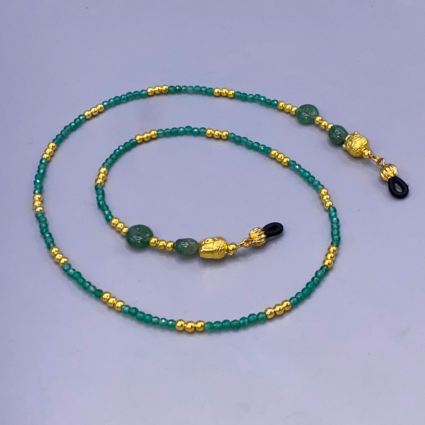 Green Aventurine Gemstone with Golden Buddha Eyewear Keeper