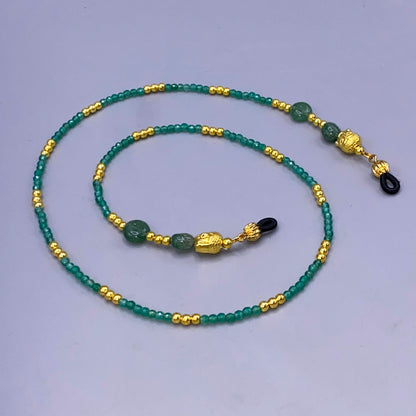 Green Aventurine Gemstone with Golden Buddha Eyewear Keeper