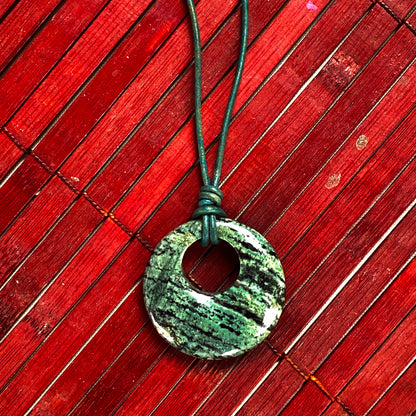African Turquoise Pendant leather necklace