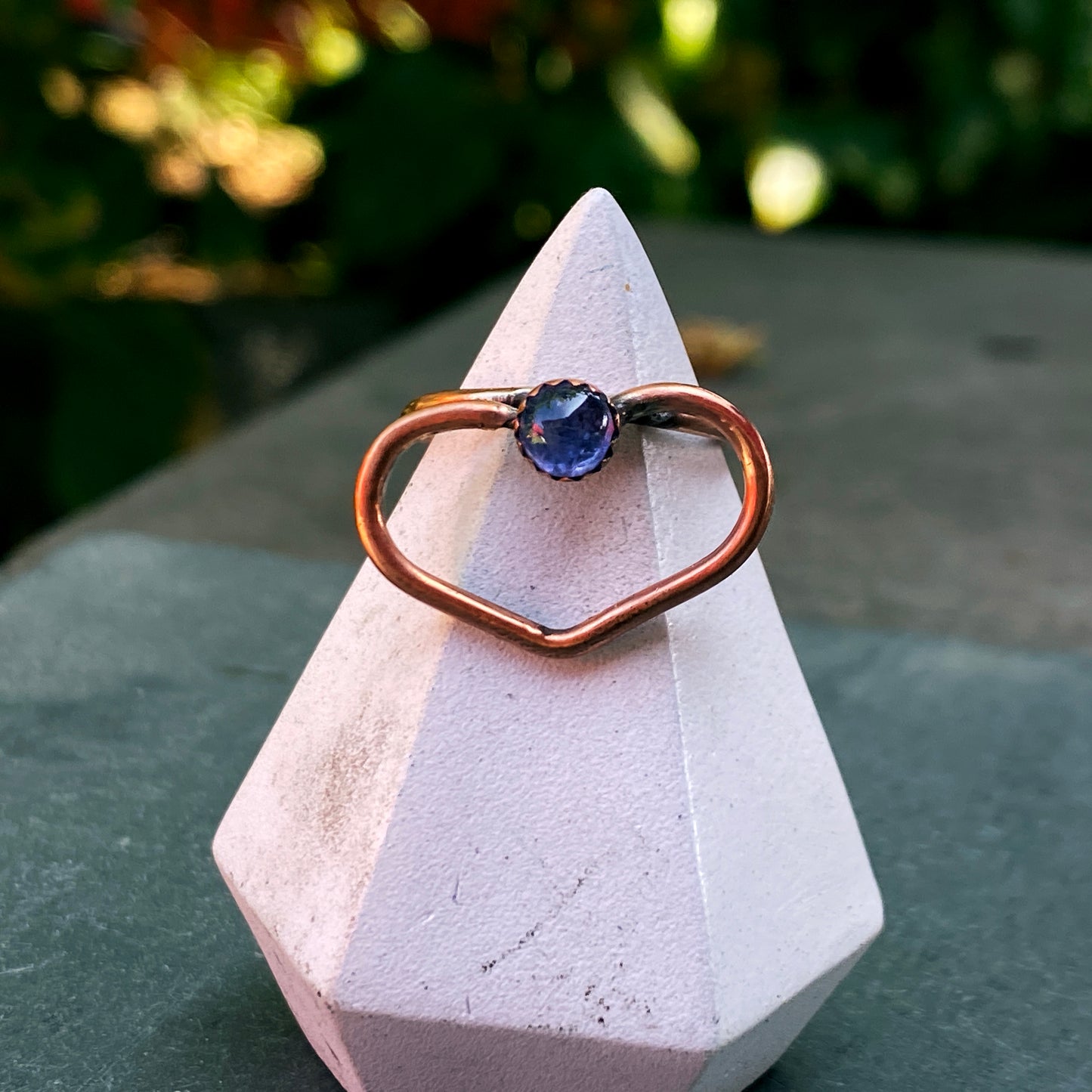 Copper Heart and Tanzanite Ring