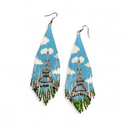 Japanese Glass Seedbead Fringe Earrings