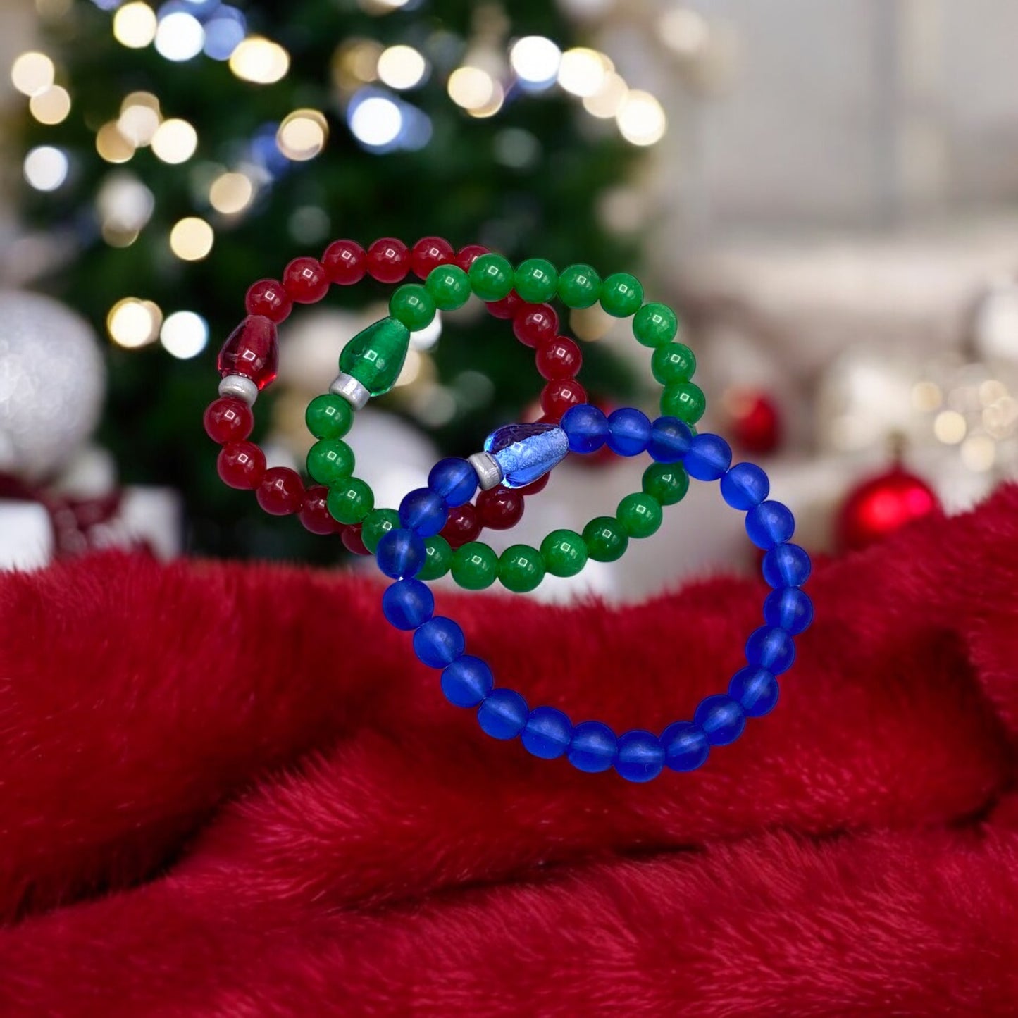 Christmas Lightbulb Gemstone Bracelets