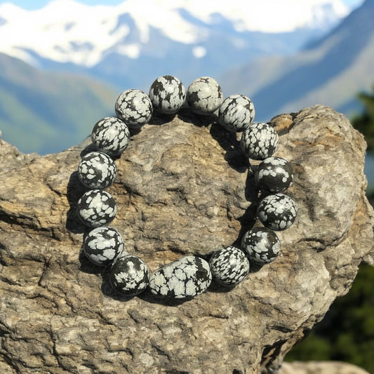 Chunky Snowflake Obsidian Bracelet