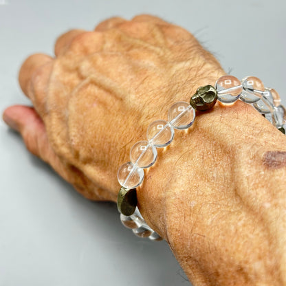 Quartz and Pyrite Skull Bracelet