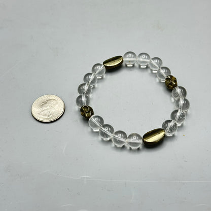 Quartz and Pyrite Skull Bracelet