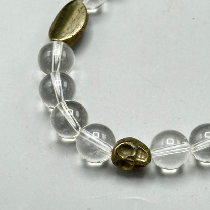 Quartz and Pyrite Skull Bracelet