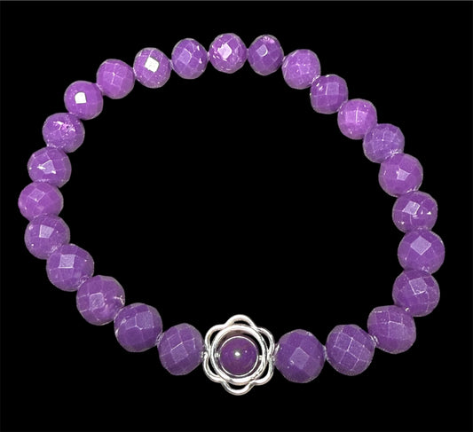 Phosphosiderite and Flower Beaded Bracelet