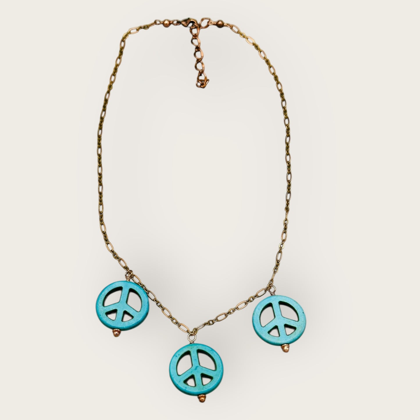 Blue Howlite Peace Sign Copper Necklace