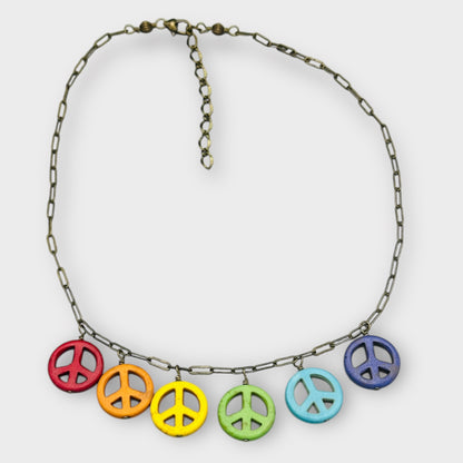 Howlite Peace Sign Pride Necklace