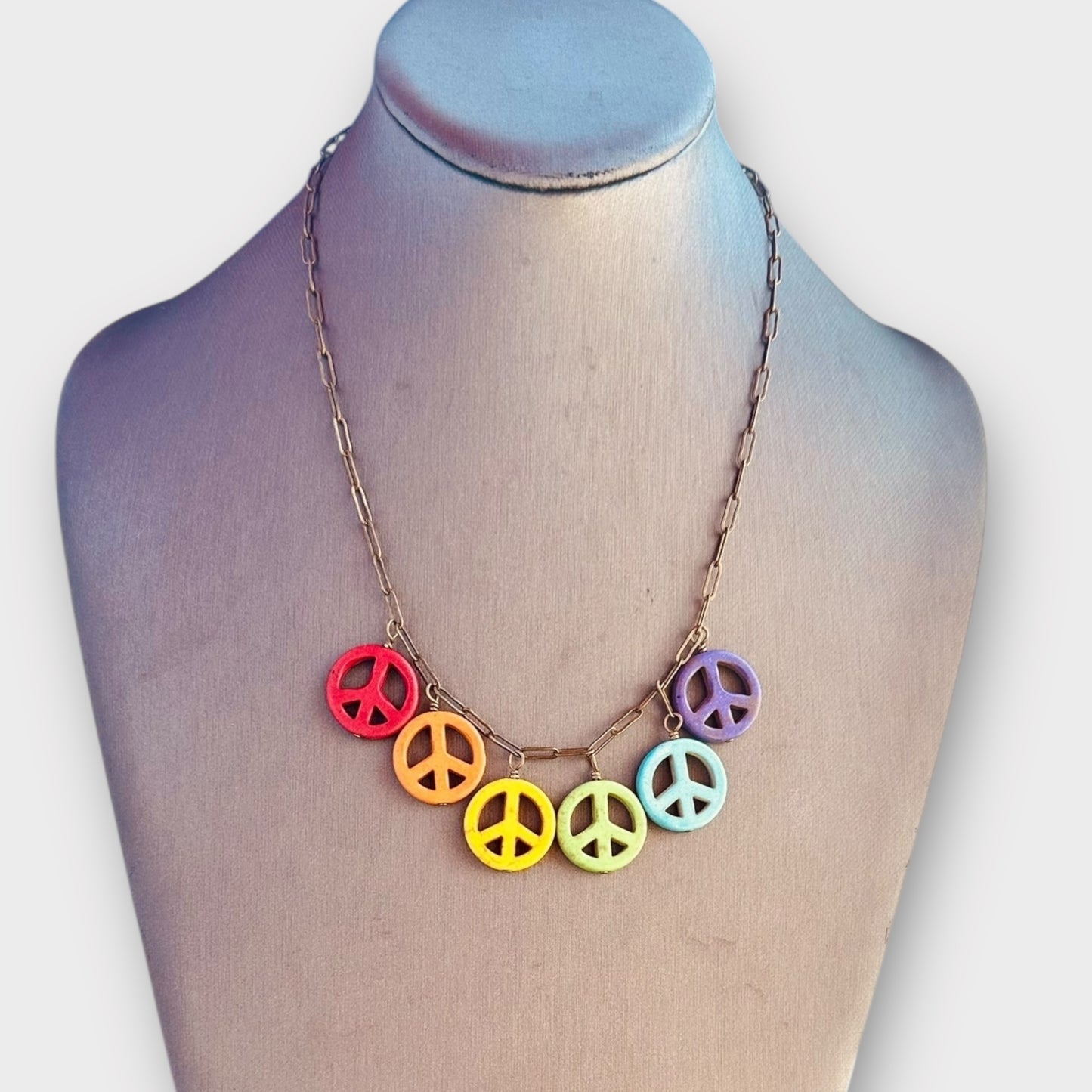 Howlite Peace Sign Pride Necklace