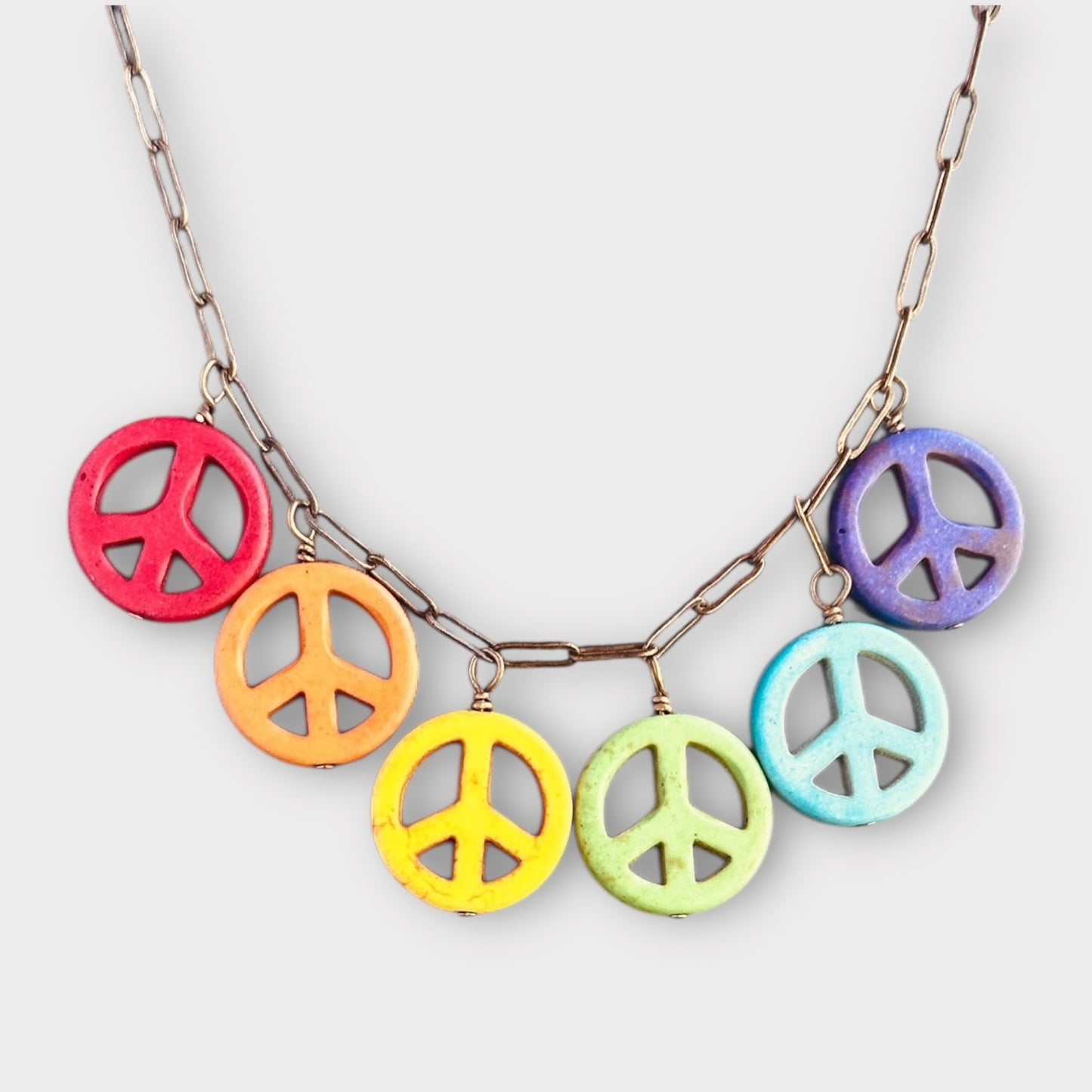 Howlite Peace Sign Pride Necklace