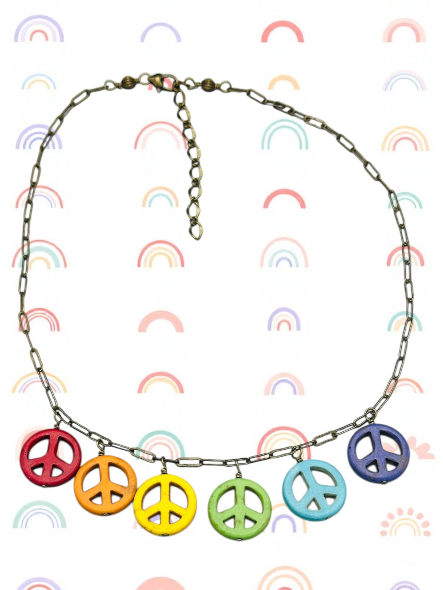 Howlite Peace Sign Pride Necklace