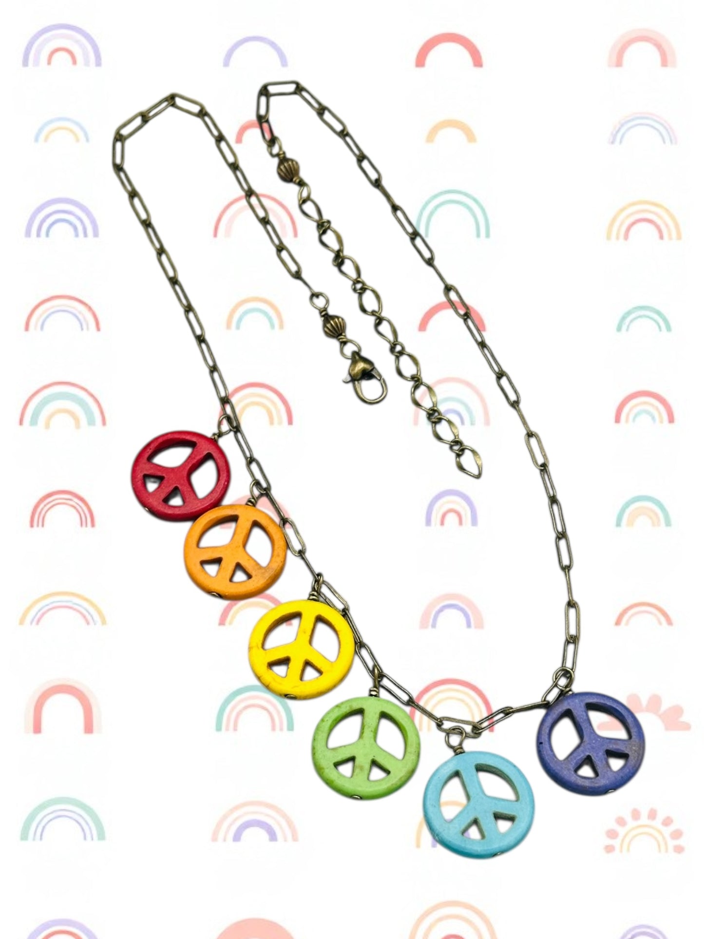 Howlite Peace Sign Pride Necklace