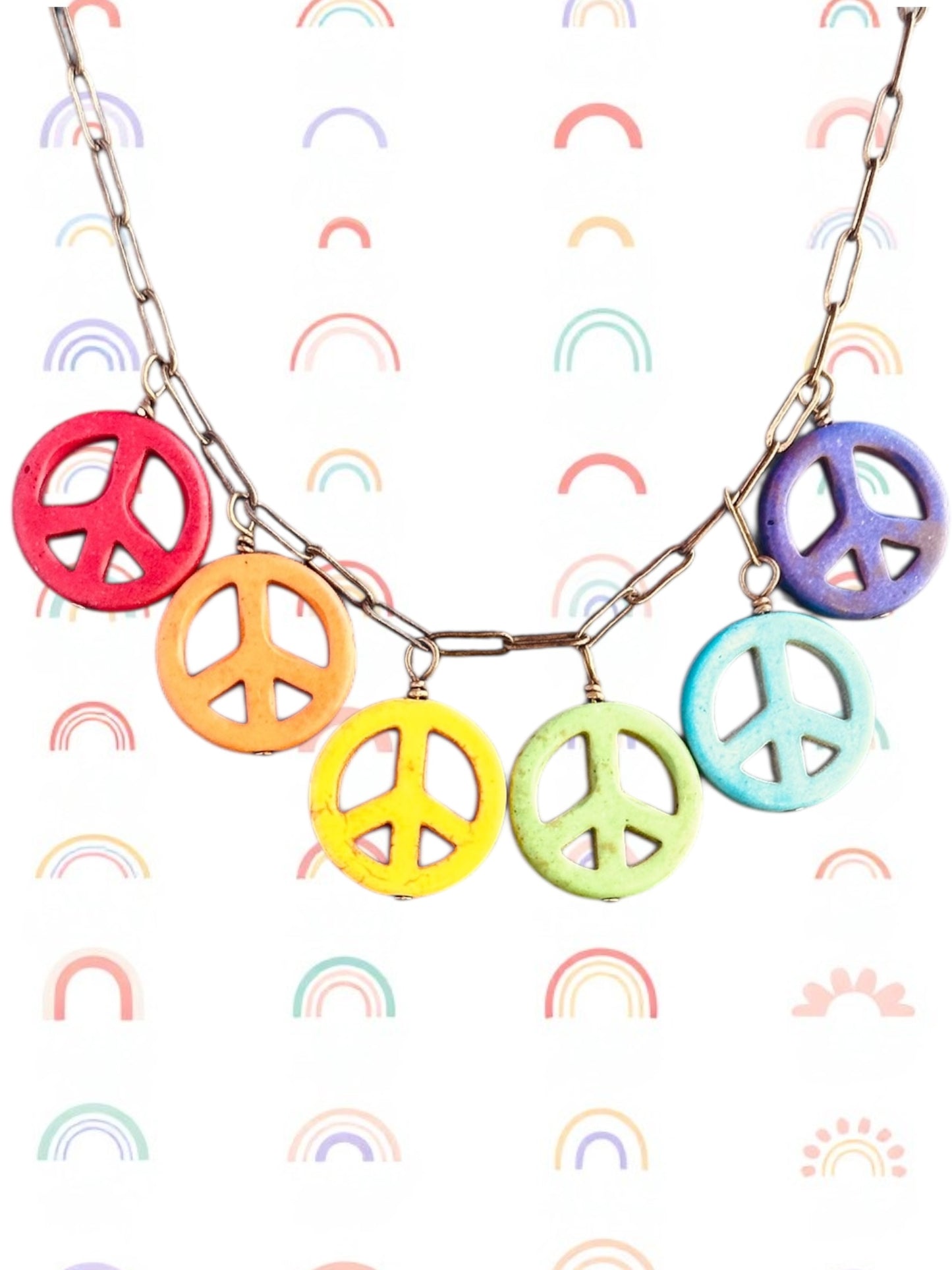 Howlite Peace Sign Pride Necklace