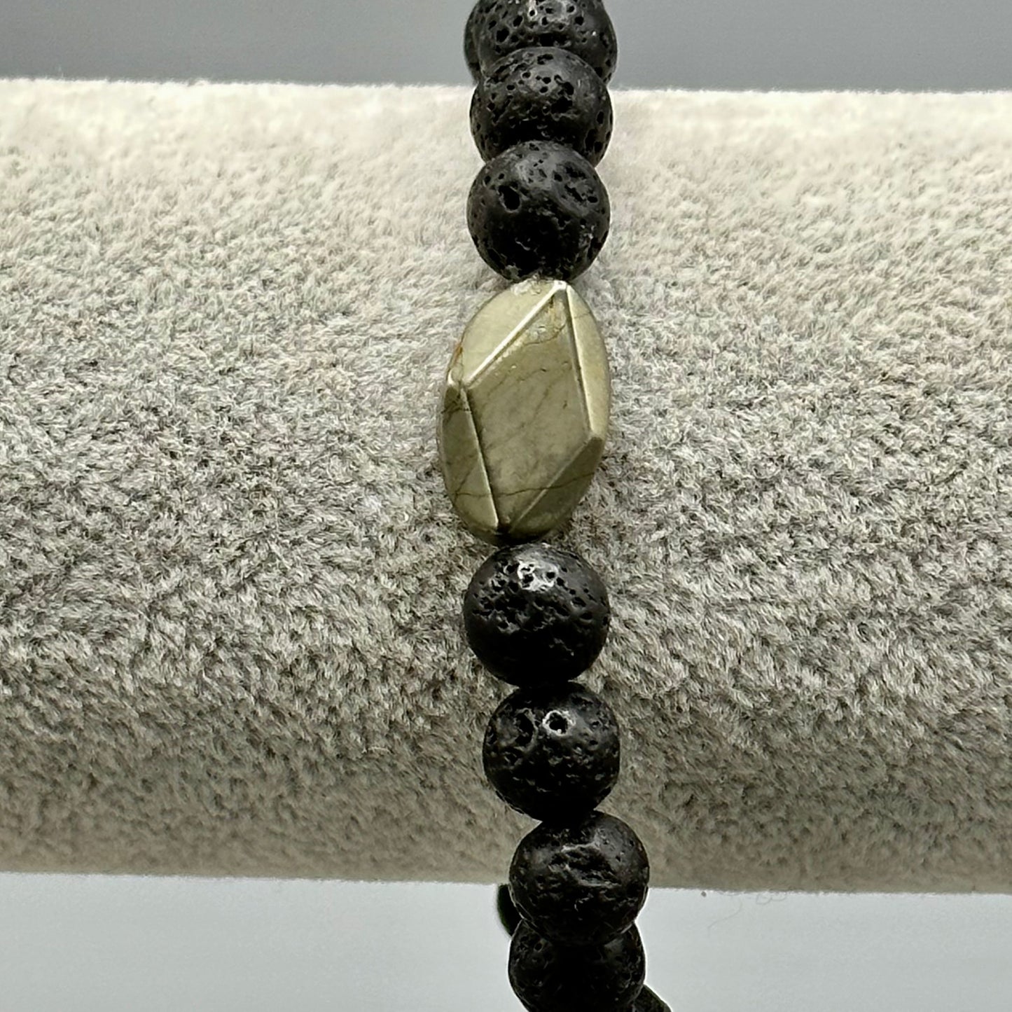 Pyrite and Lava Stone Bracelet