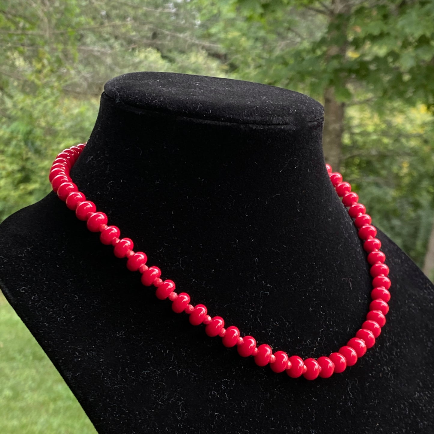 Red Jade and Coral Candy Necklace