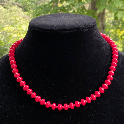 Red Jade and Coral Candy Necklace