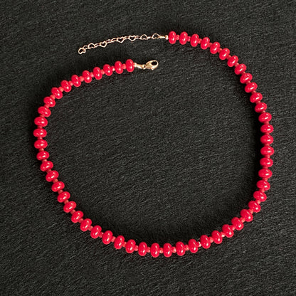 Red Jade and Coral Candy Necklace