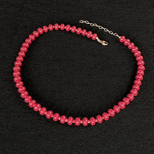 Red Jade and Coral Candy Necklace