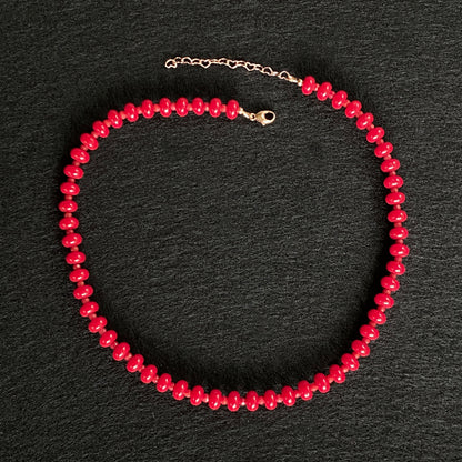 Red Jade and Coral Candy Necklace