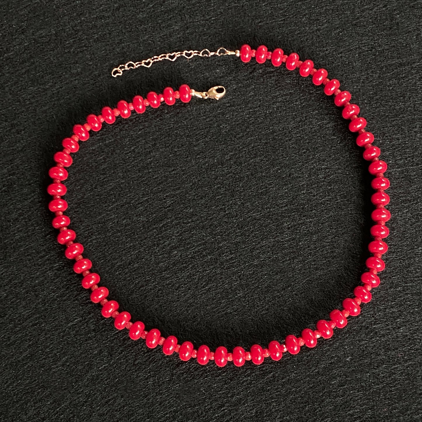 Red Jade and Coral Candy Necklace