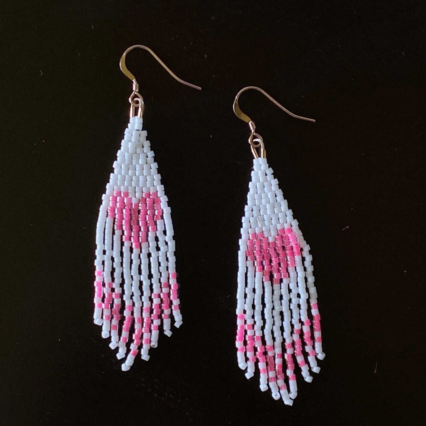 Pink Hearts Fringe Earrings