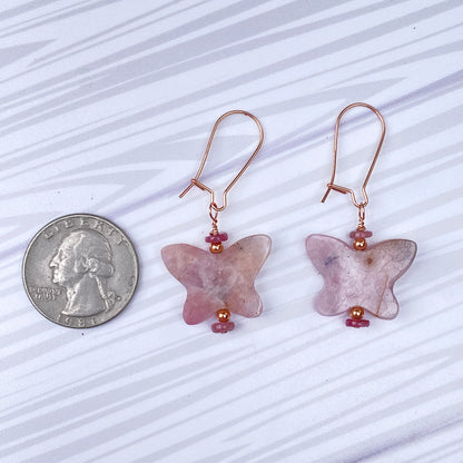 Pink Tourmaline gemstone Butterfly Earring