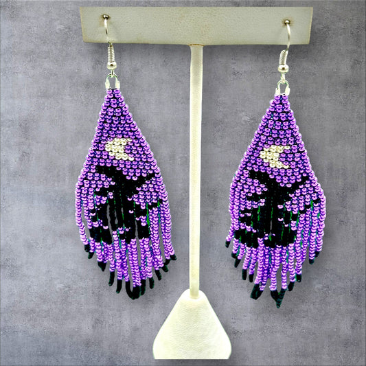 Purple Witch Fringe Earrings