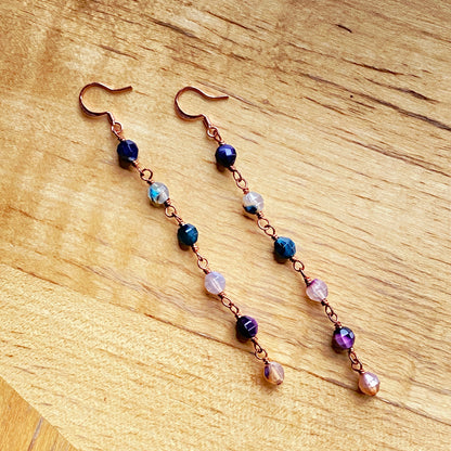 Rainbow Agate Gemstone Dangle Earrings
