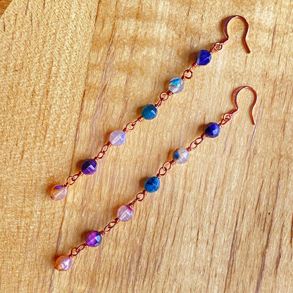 Rainbow Agate Gemstone Dangle Earrings