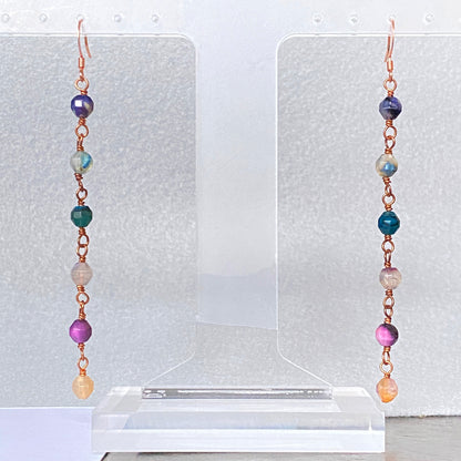 Rainbow Agate Gemstone Dangle Earrings