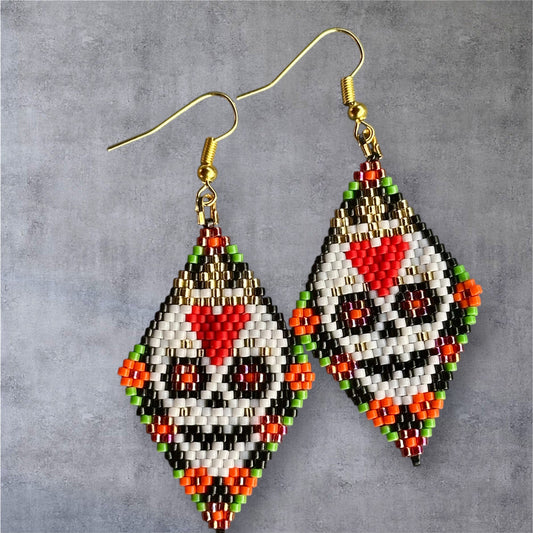 Glass Beaded Sugar Skull earrings