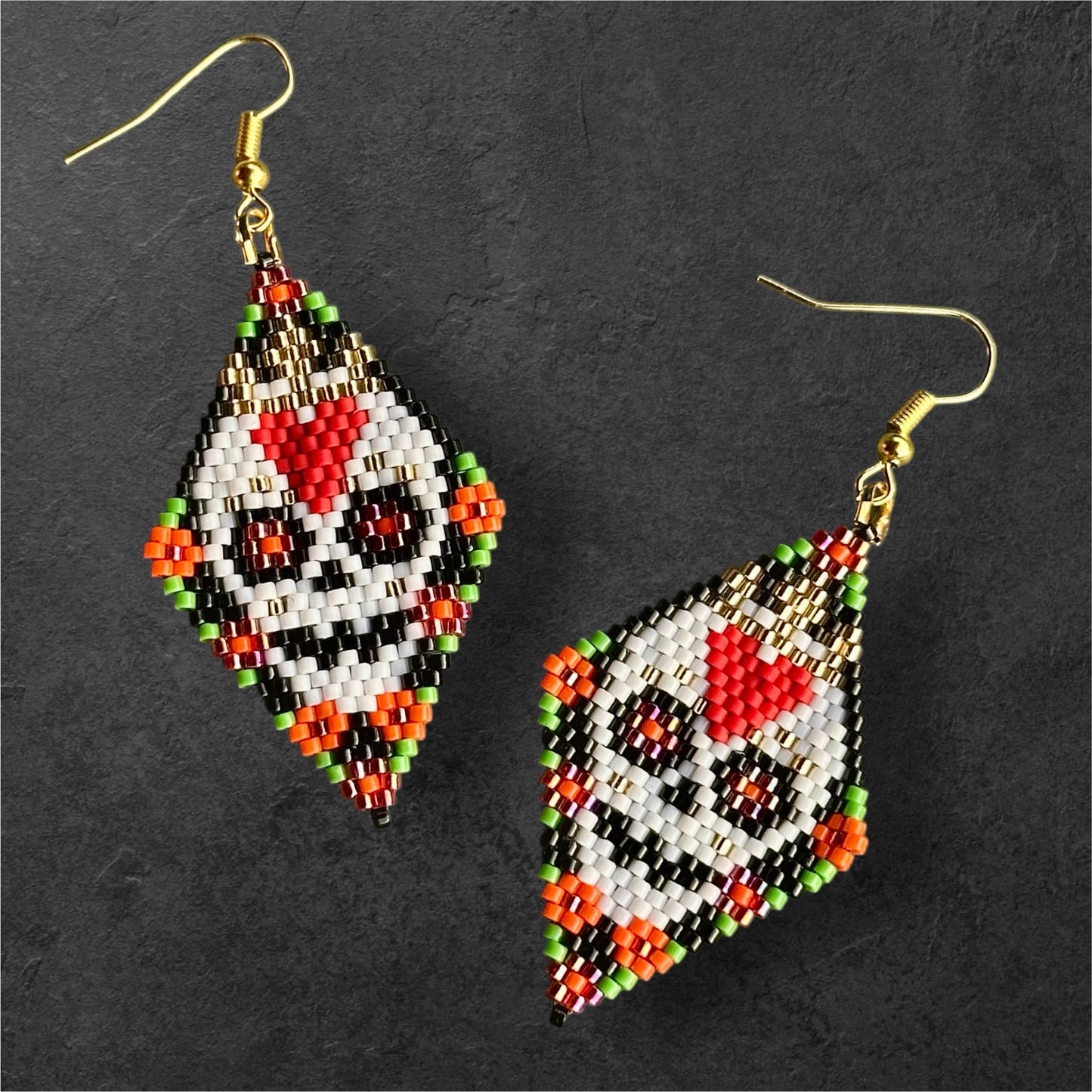 Glass Beaded Sugar Skull earrings