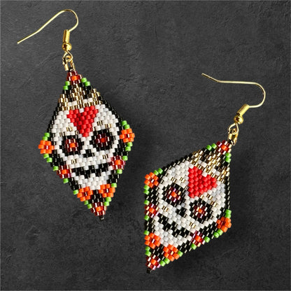 Glass Beaded Sugar Skull earrings