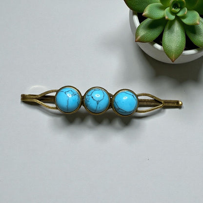 Brass and Gemstone Hair Pins