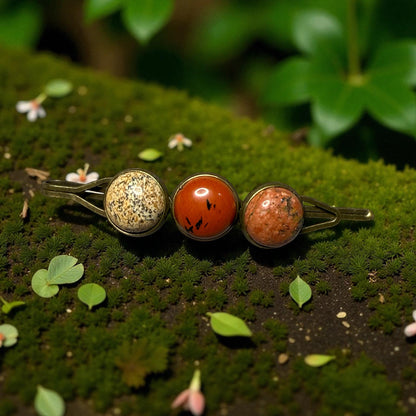 Brass and Gemstone Hair Pins